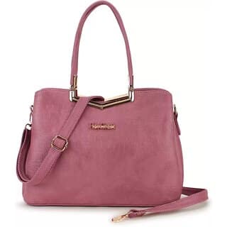 LAIK Handbags for Women| Premium PU Leather Shoulder Bags| Latest Trendy Design Bag| Top Handle Stylish Bag For Ladies | Pink