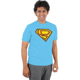 Super Mens Blue Printed Cotton Lycra Round Neck T-Shirt view 2