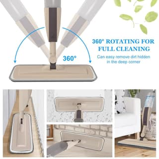 HARBAK,Spray Mop with Refillable Water Tank | 360° Rotating Flat Mop | Microfiber Pads | Wet & Dry Floor Cleaner