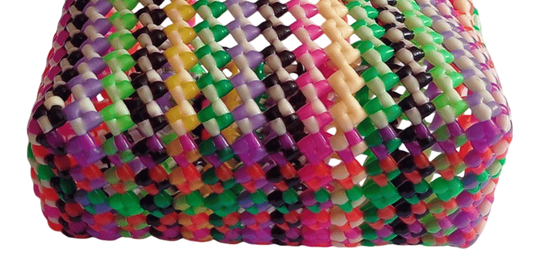 Small Colorful Plastic Handbag with Beaded Handles view 4