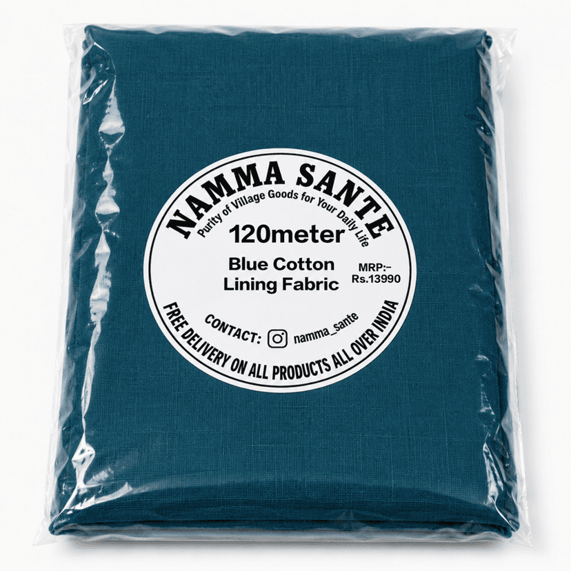 Blue Cotton Lining Fabric (Bada Panna), Blue Cotton Lining Fibre (Bada Panna), Blue Lining Cloth (Bada Panna), Soft Blue Cotton Lining (Bada Panna), Blue Garment Lining Fabric (Bada Panna) view 2