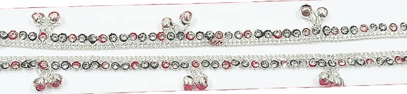 92.5 Silver Traditional Indian Anklet Juda Payal With Multicolor Beads view 2