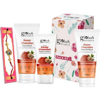 Globus Naturals Rakhi Special Combo- Kesar Chandan Face wash 75gm, Kesar Chandan Peel off Mask 75gm, Kesar Chandan Face Cream 50gm Set of 3