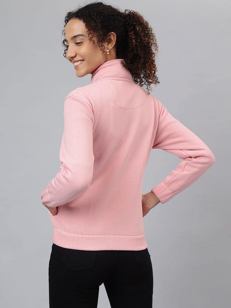 Richlook Women Pink Full Zipper Sweatshirt view 4