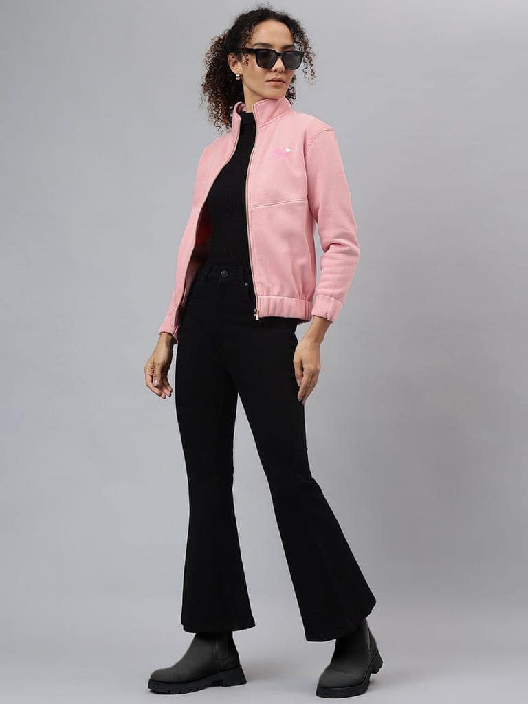 Richlook Women Pink Full Zipper Sweatshirt view 5