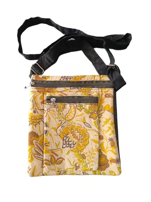 Handcrafted Floral Sling Bag with Adjustable Strap and Multiple Zippered Compartments for Women view 2