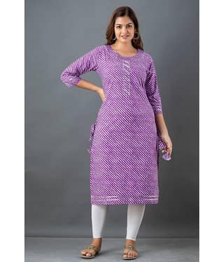 Lee Moda - Purple Cotton Women's Straight Kurti ( Pack of 1 )