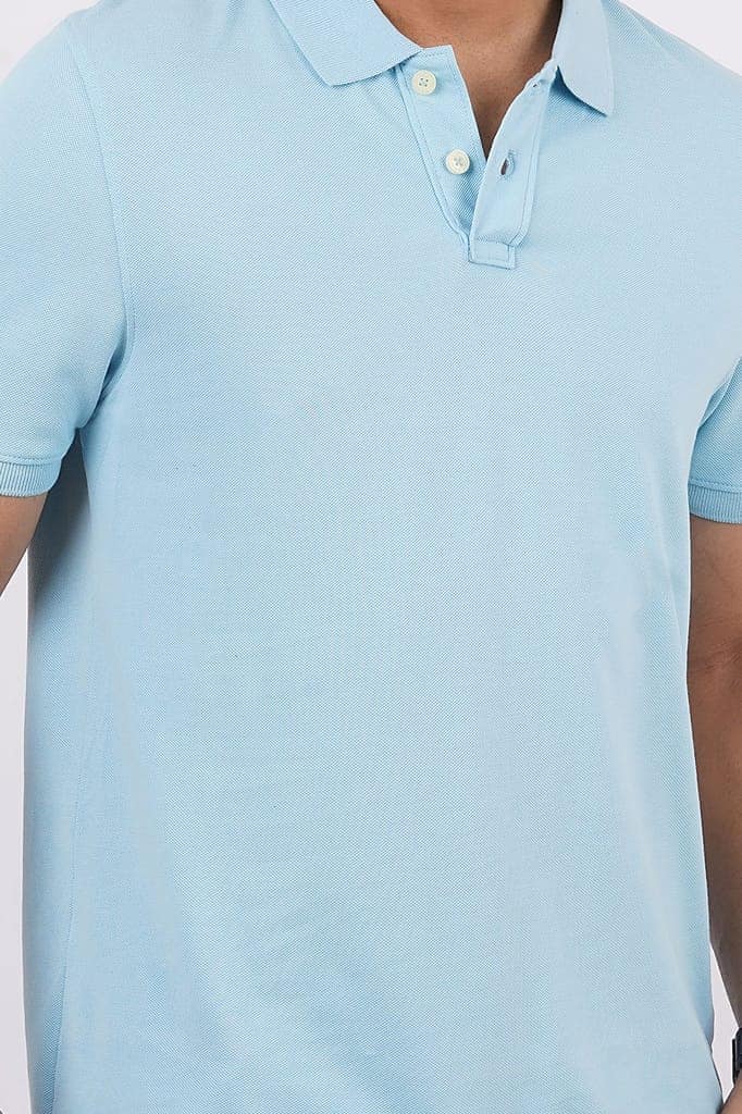 Men's Lt.Blue Solid Polo T-Shirt view 2