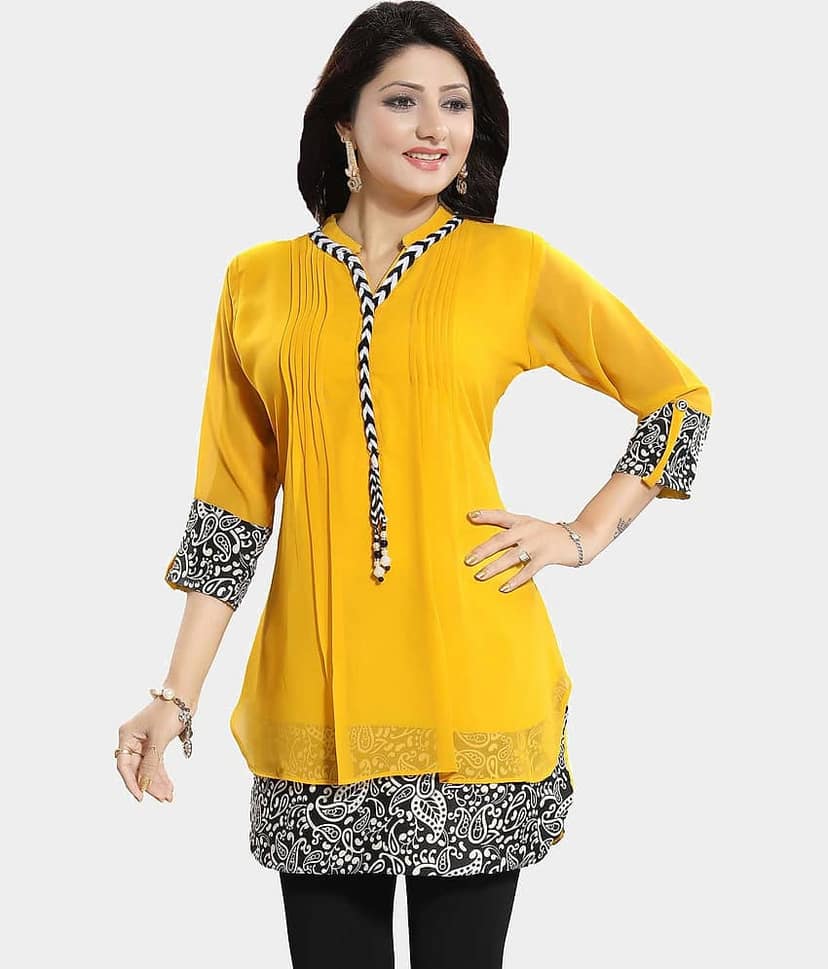 Meher Impex Women's Georgette Tunic ( Yellow )