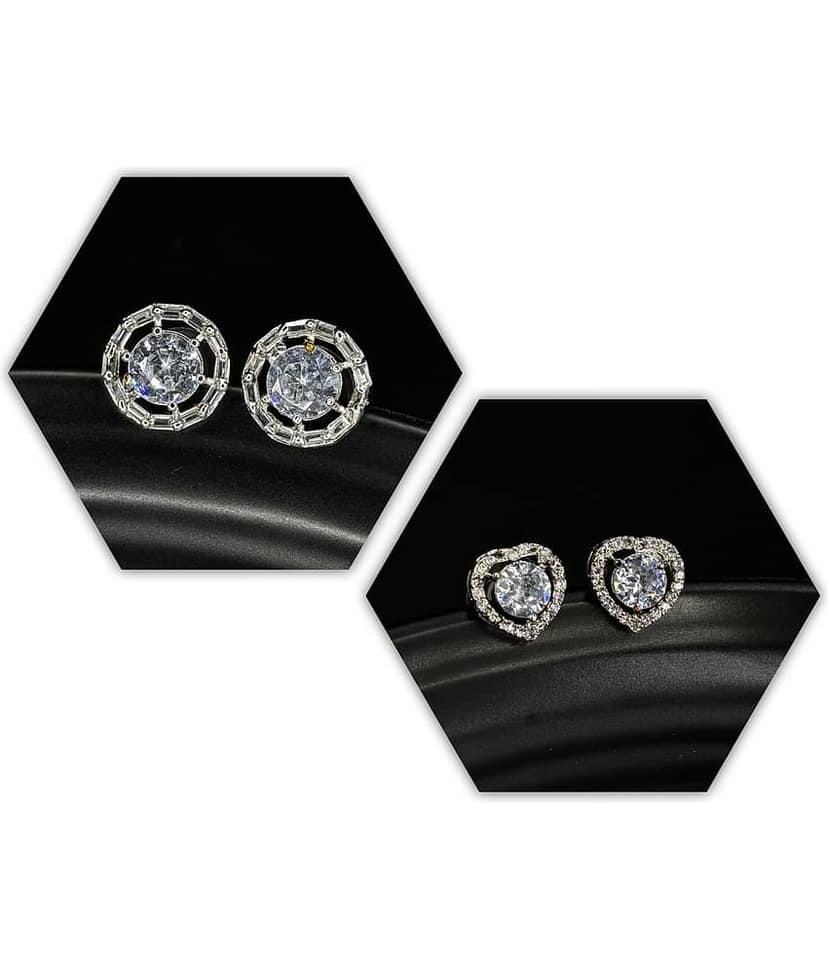 Charms White Stud Earrings ( Pack of 2 )