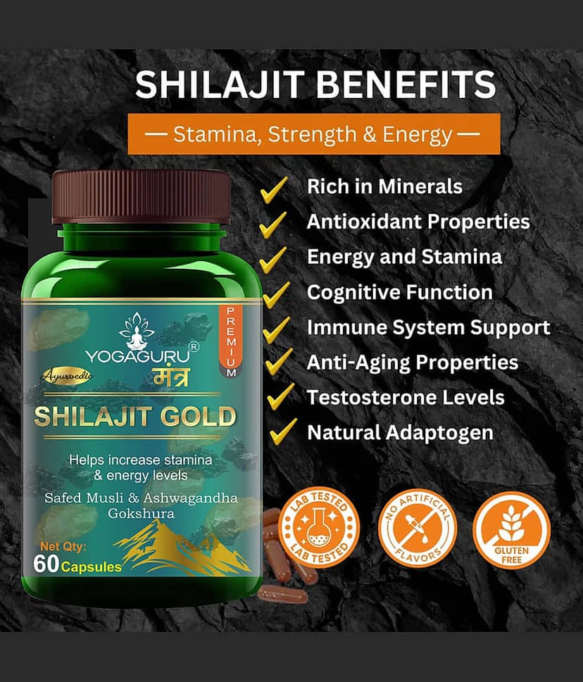 Shilajit Gold | Premium Vitality Ayurvedic Supplement for Men 60 CAPSULES view 2