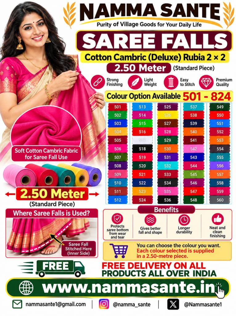 Saree Falls Cotton Cambric(Deluxe) Rubia2×2 2.50Meter Colour Code 501 to 599 view 2