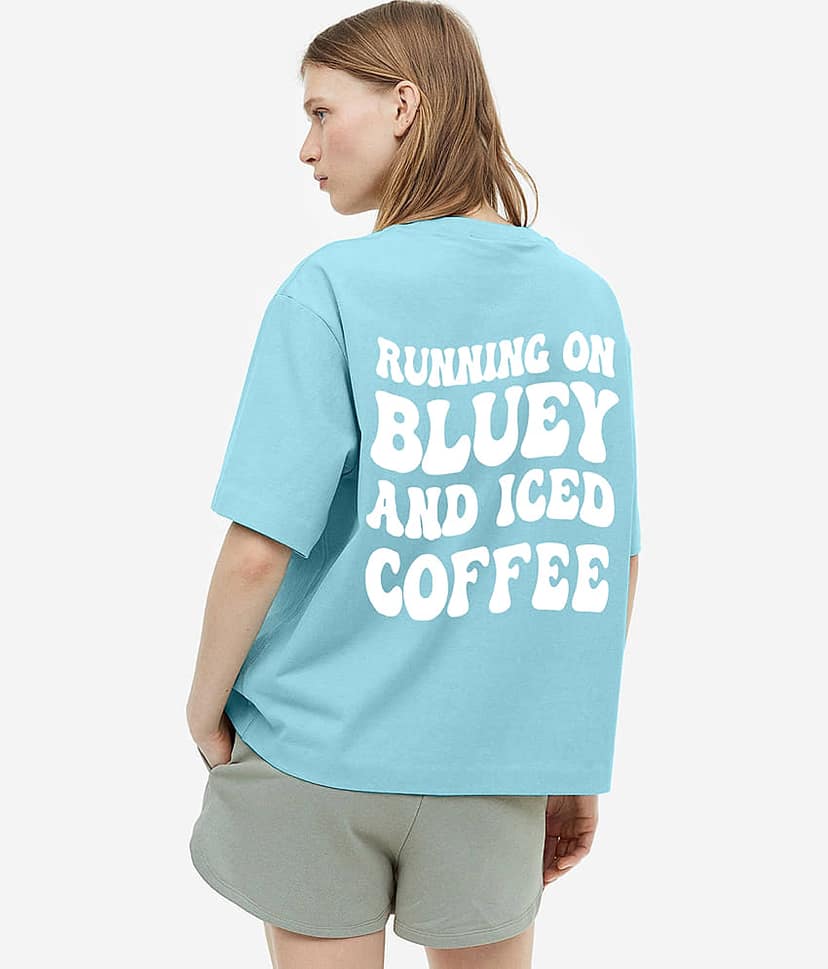 Faltu.co Women Cotton Printed Oversized Fit Round Neck T-Shirt ( Sea Green )