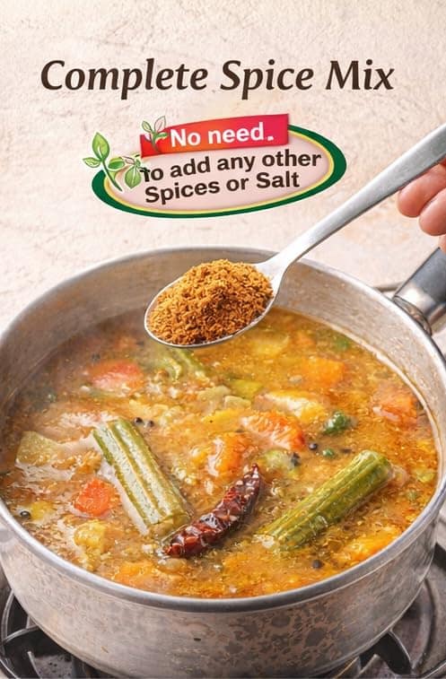 GM Foods Sambhar Masala Powder Mix 100 grams (PACK OF -1 )| Authentic South Indian Spice Blend for Sambar, Curry & Lentil Soup Seasoning | Pure & Natural | Traditional Taste for Homemade Cooking | No Preservatives view 4