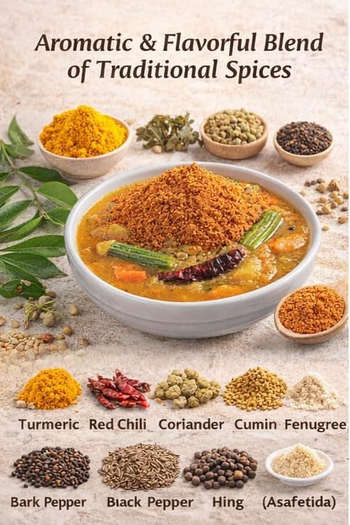 GM Foods Sambhar Masala Powder Mix 100 grams (PACK OF -1 )| Authentic South Indian Spice Blend for Sambar, Curry & Lentil Soup Seasoning | Pure & Natural | Traditional Taste for Homemade Cooking | No Preservatives view 5