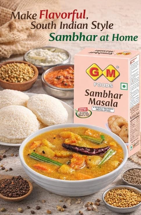 GM Foods Sambhar Masala Powder Mix 100 grams (PACK OF -1 )| Authentic South Indian Spice Blend for Sambar, Curry & Lentil Soup Seasoning | Pure & Natural | Traditional Taste for Homemade Cooking | No Preservatives view 6
