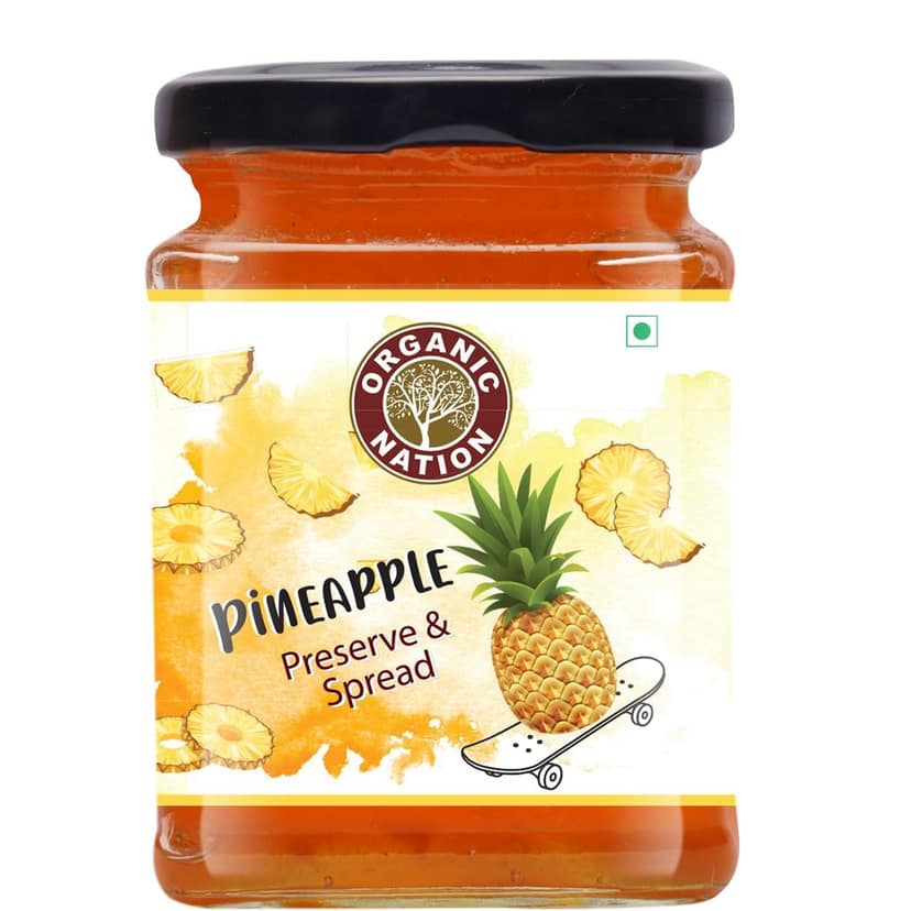 Organic Nation Pineapple Conserve | No Preservatives | Rich Fruit Spread | Sugar Free | 100% Pure Natural |No Added Flavours | 340g