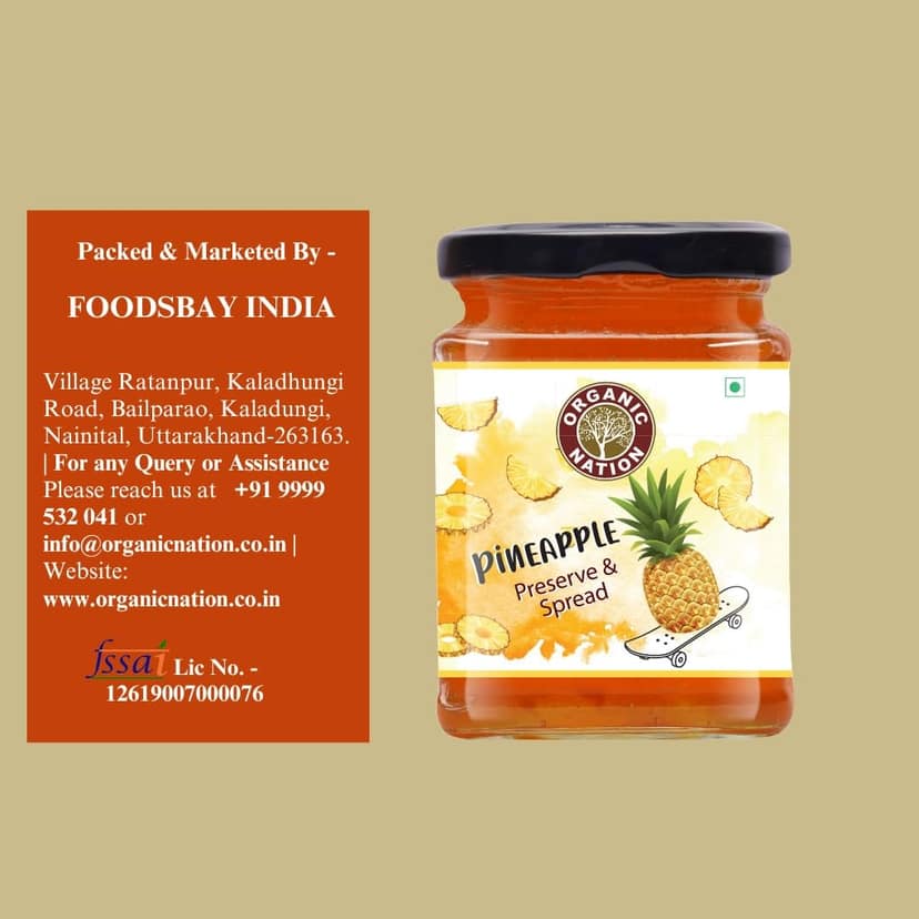 Organic Nation Pineapple Conserve | No Preservatives | Rich Fruit Spread | Sugar Free | 100% Pure Natural |No Added Flavours | 340g view 3