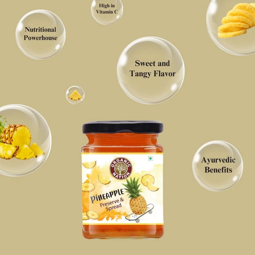 Organic Nation Pineapple Conserve | No Preservatives | Rich Fruit Spread | Sugar Free | 100% Pure Natural |No Added Flavours | 340g view 4