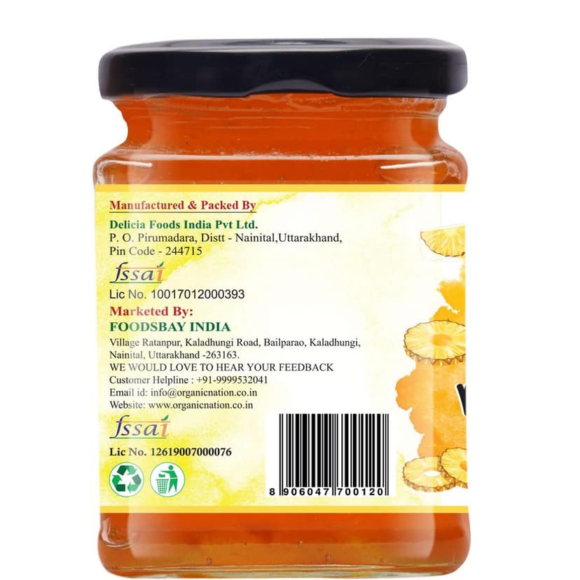 Organic Nation Pineapple Conserve | No Preservatives | Rich Fruit Spread | Sugar Free | 100% Pure Natural |No Added Flavours | 340g view 8