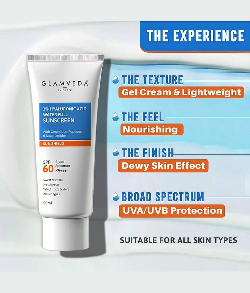 Glamveda Ultra-Light Spf 60 Pa+++ SunscreenBroad Spectrum Anti-Aging, No White Cast, 50g view 2
