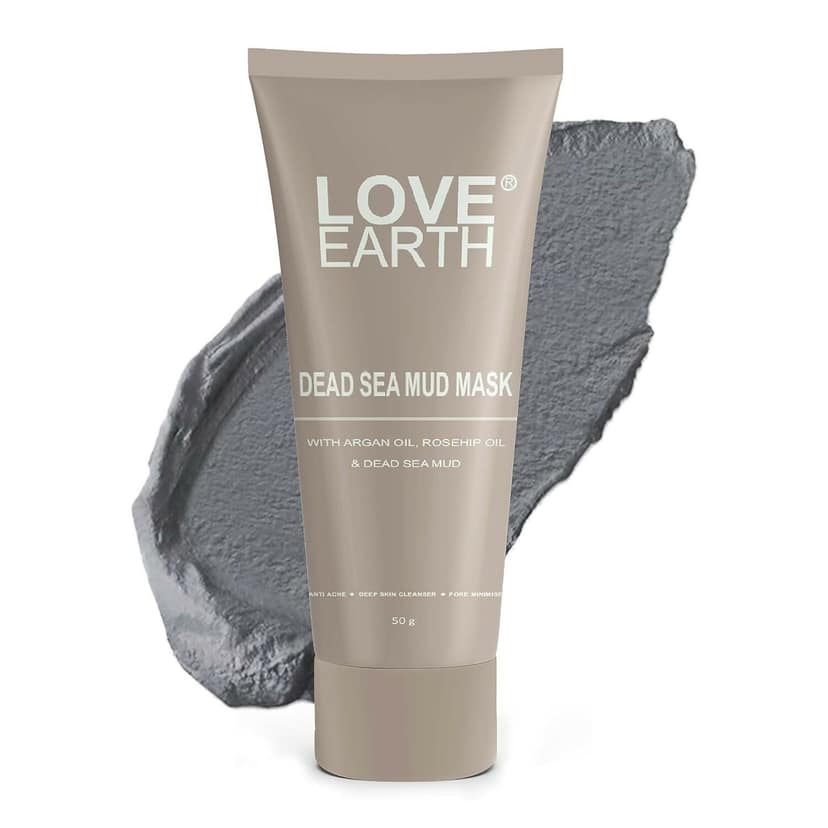 Love Earth Dead Sea Mud Mask with Argan Oil and Rosehip Oil for Acne, Deep Skin Cleaning & Open Pore Minimising 50g view 2