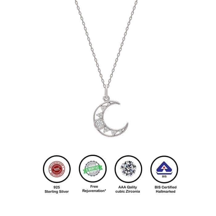 Silver Cresent Pendant with Chain view 6
