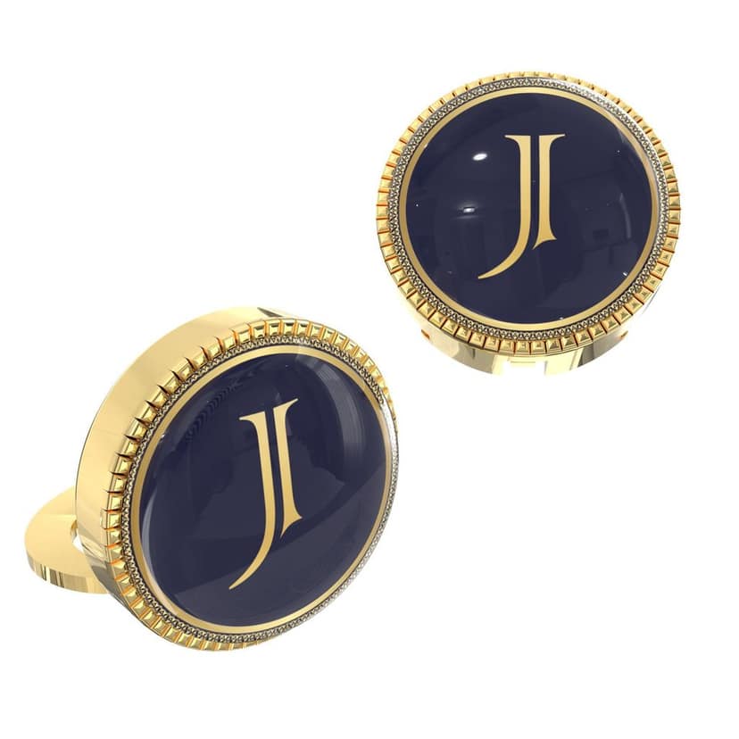 The Smart Buttons - Gold Colour Plated Shirt Button Cover Cufflinks for Men - Personalized Initials - J view 2