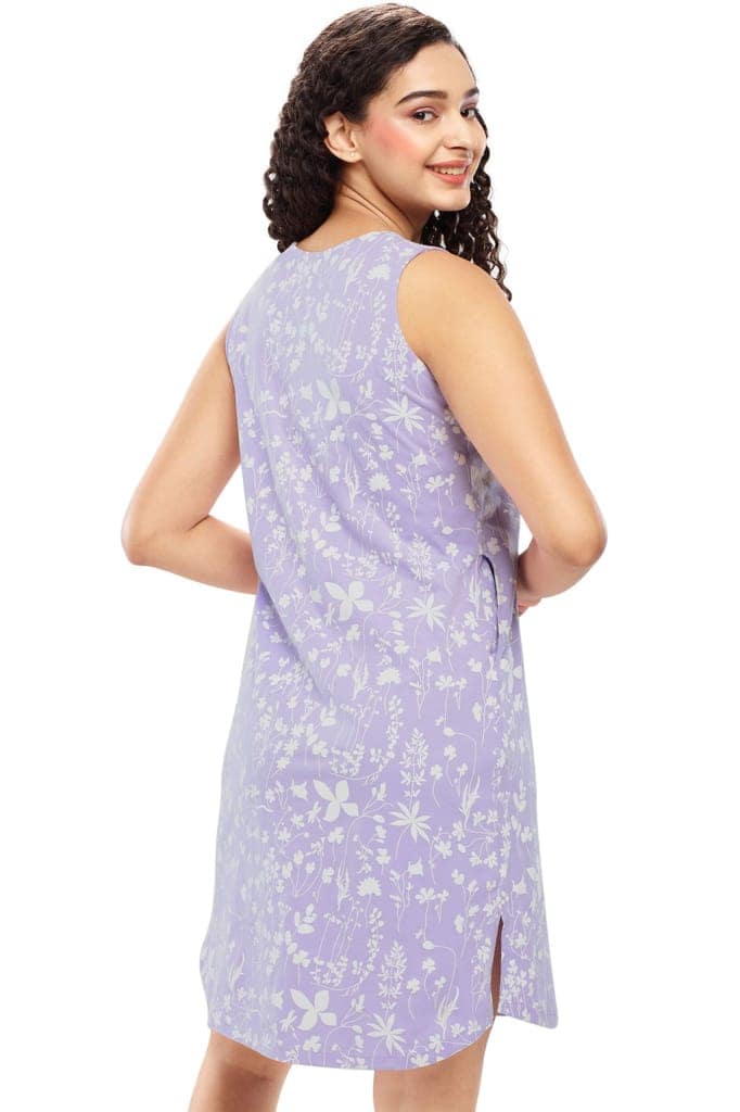 ZEYO Women Cotton Night Dress Pink Floral Print Short Nighty view 4
