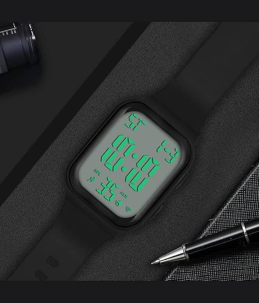 Svats Black PU Digital Men's Watch view 2