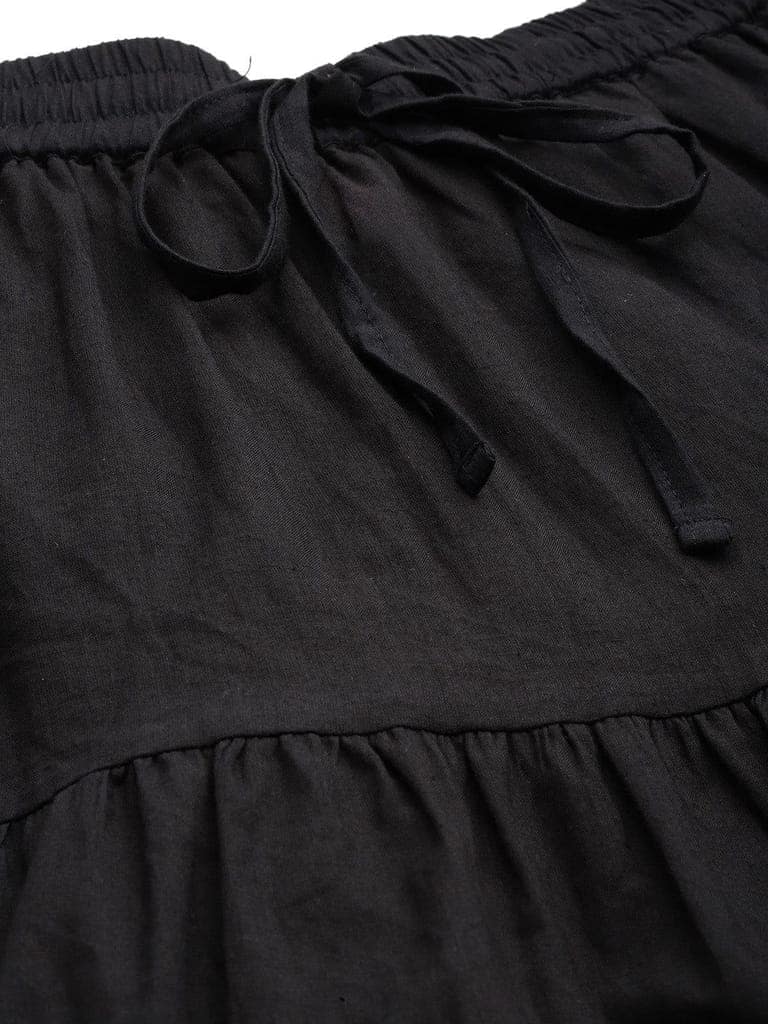 Women Solid Tiered Cotton Gotta Patti Maxi Skirt view 5