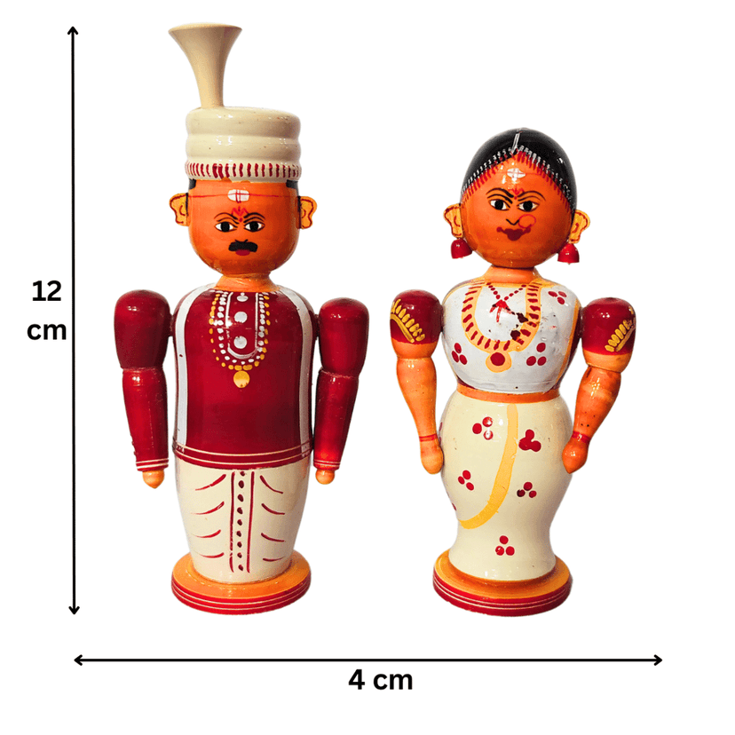 Wooden Bride and Groom Showpiece Dolls