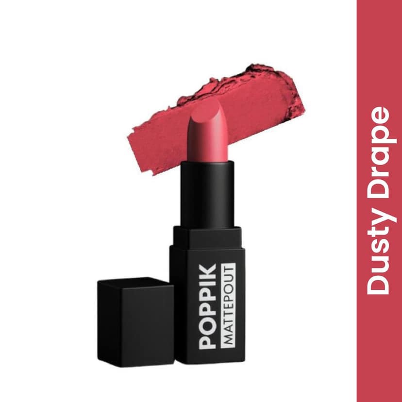 POPPIK Bullet Matte Lipstick for Women | Creamy Matte, Long Lasting Lip Color | High Coverage, Soft & Comfortable Formula | Daily Use Lip Makeup | Ideal for Casual Outings, Wedding, Gift | 3.8gm view 2