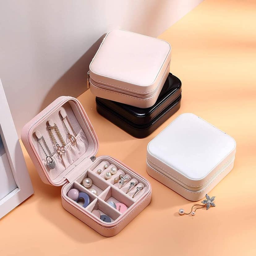Jewelry Travel Case Organizer, Portable Jewelry Storage Box for Rings, Earrings, Necklace & Bracelets