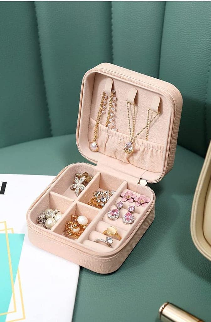 Jewelry Travel Case Organizer, Portable Jewelry Storage Box for Rings, Earrings, Necklace & Bracelets view 2