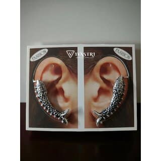 Vivastri Fish Oxidised Silver Alloy Earcuff,Cuff Earrings for Women & Girls [VIVA2798ERG] (Pack of- 1 Pair Earring)