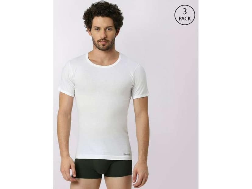 Frenchie Oxy Men Solid White Cotton Vest (Pack of 3 ) - Inactive - M