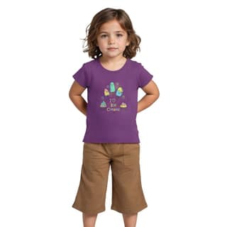 Girls T shirt Cotton Sparkling Grape Violet Love Ice Creams
