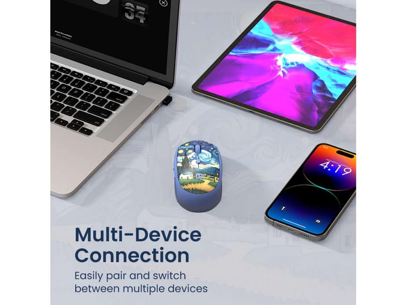 Portronics Toad III Plus Illustrated Top Surface, Multi-Device Pairing, Round & Flat Buttons, Dual Wireless Modes - Blue view 3