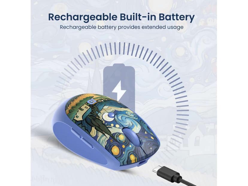 Portronics Toad III Plus Illustrated Top Surface, Multi-Device Pairing, Round & Flat Buttons, Dual Wireless Modes - Blue view 4
