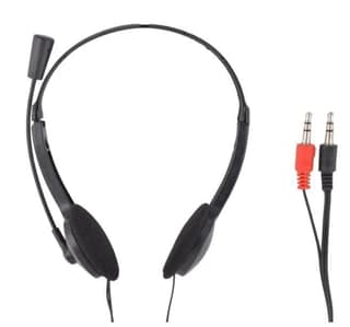 Wired Stereo AD-301 On-Ear Headphones with Mic – Dual 3.5mm Jack for PC, Laptop & Mac (Black)