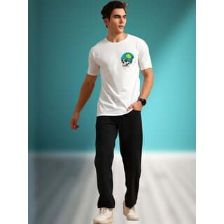 Casualbud Moda Rapido WHITE Polyester Printed Regular Fit Tshirt for Men
