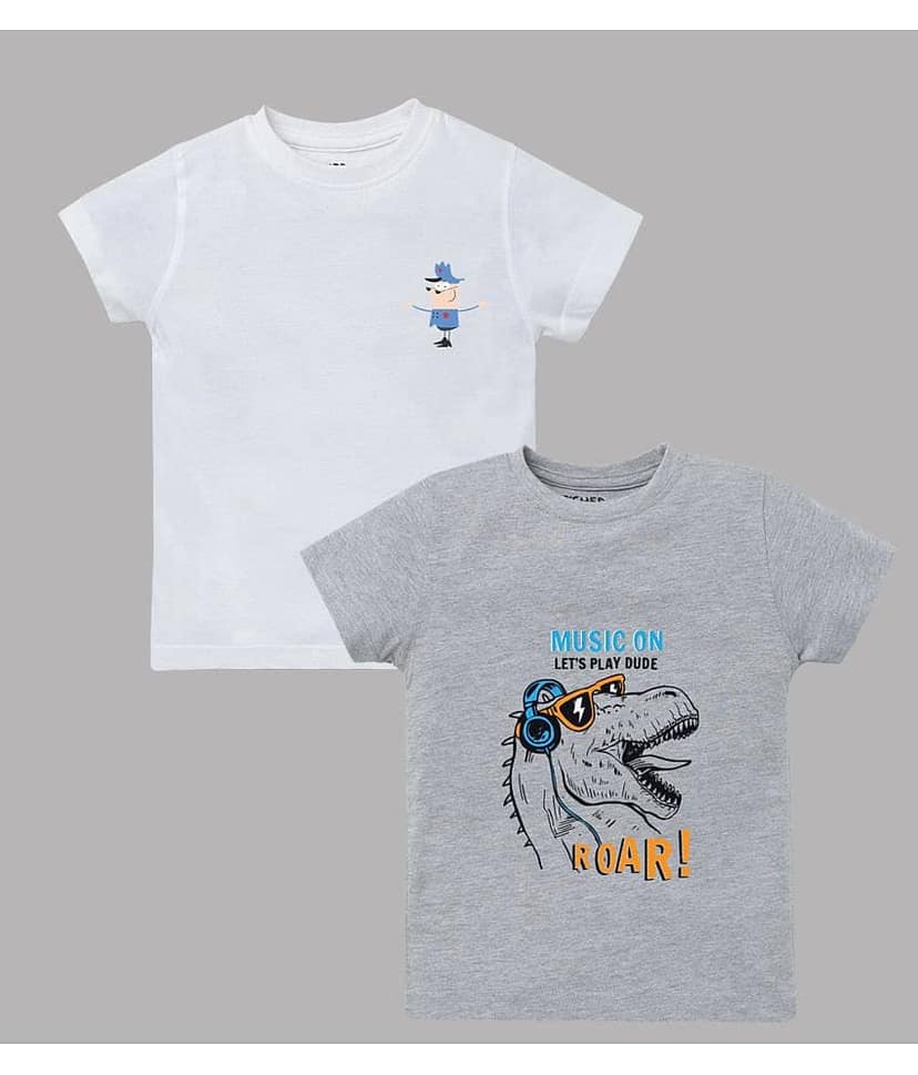 ETCHED DESIGN Pack of 1 Boys Cotton T-Shirt ( Multicolor )