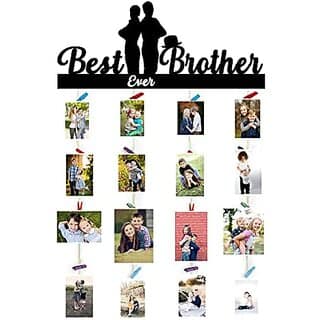 Khush Its Amazing Wood Best Ever Brother Hanging Photo Display, DIY Picture Photo Frame Collage Set Includes Multi colour Clips view 2