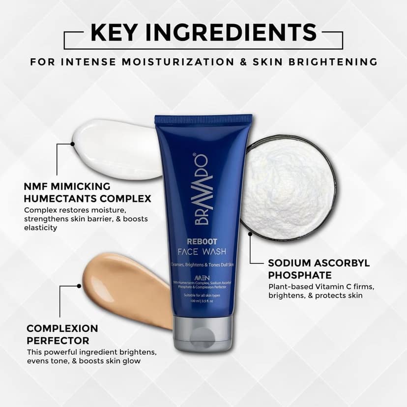 BRAVADO Reboot Face Wash | Reduces Dark Spots | for Normal, Dry & Sensitive Skin | Fight Acne & Pimples, Clears Dirt, Oil Control | Face Cleanser, Hydrating Facial Wash, Skin Cleanser | 100ml view 3