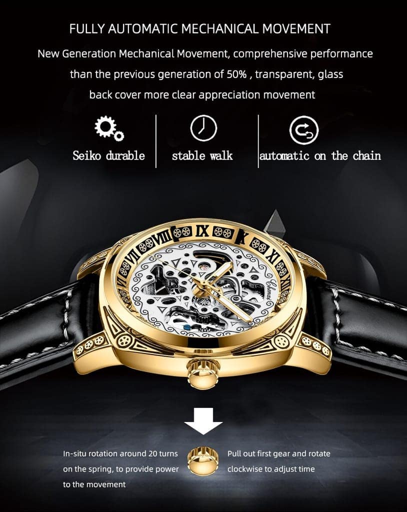 Khrist Auto Kinetics Classic Ease: Timepiece Portfolio Inside Revolving Gears Uncomplicated Grace: Automatic Mechanical Watch Collection Simplistic Elegance Analog Watch For Men view 5