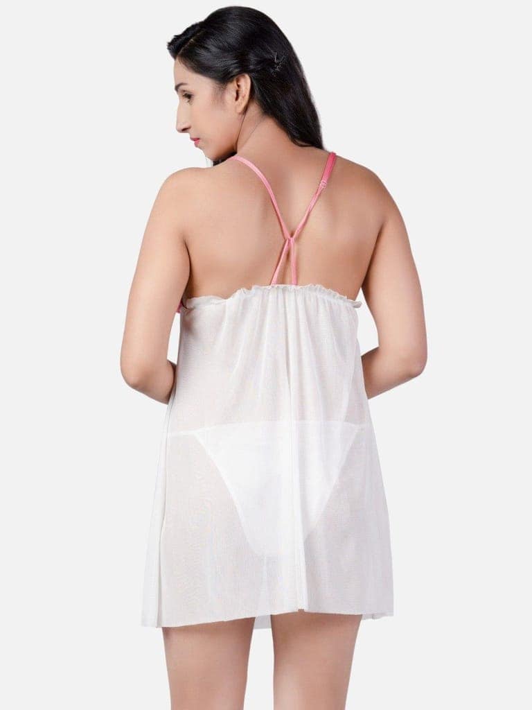Sexy Net Honeymoon White Babydoll Bikini Night Dress K1RA view 4