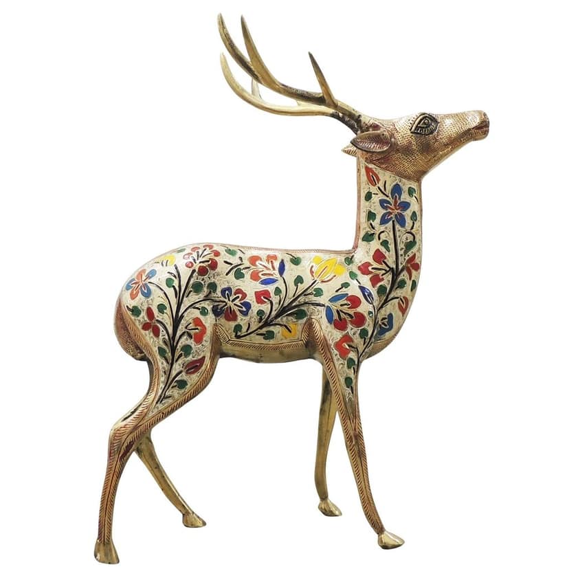 Brass Deer Home Decorative Showpiece Statue for Living Room & Gift Purpose, Height : 26 Inch (ANMAS270 C) view 2