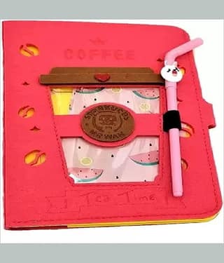 JELLIFY Orange Coffee A5 Diary With Pen Designer 150 Pages Notebook Journal for Kids