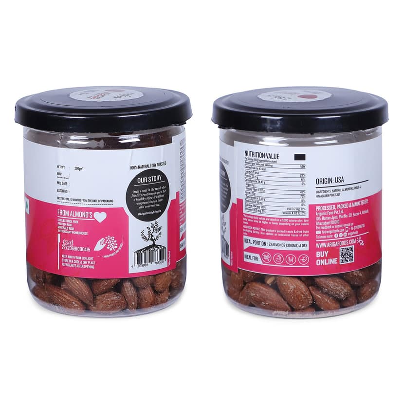 Ariga Foods Himayalan Pink Salt Badam Roasted & Flavoured | Almonds (200g) view 2